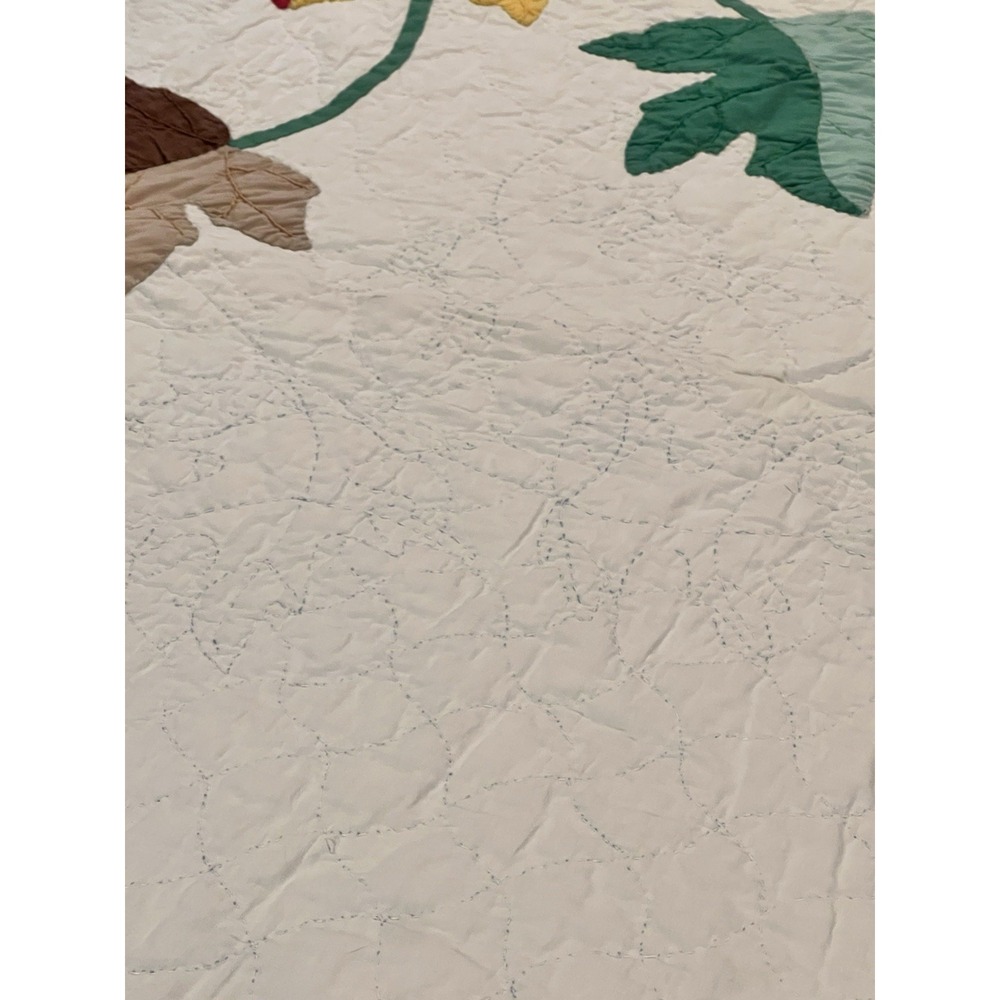 VIBRANT Vintage 40's Autumn Leaves Applique Antique‎ Quilt ~GREAT FALL COLORS! - Picture 13 of 15